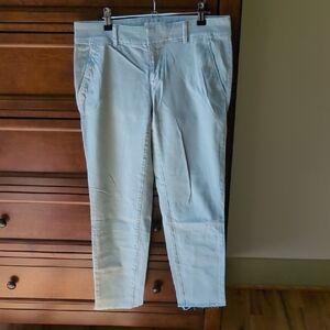 LOFT Soft Green Trousers With Freyed Hem